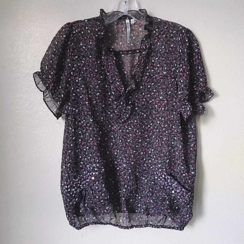 Petticoat Vintage Sheer Floral Smock Blouse